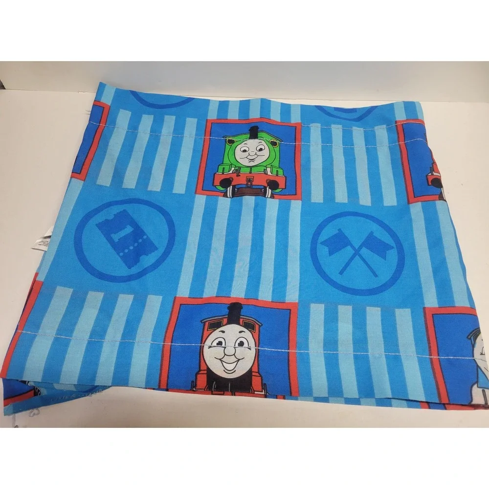 Vtg Thomas & Friends Dan River Window Valance‎ Blue Striped Train 2001 USA 82x17